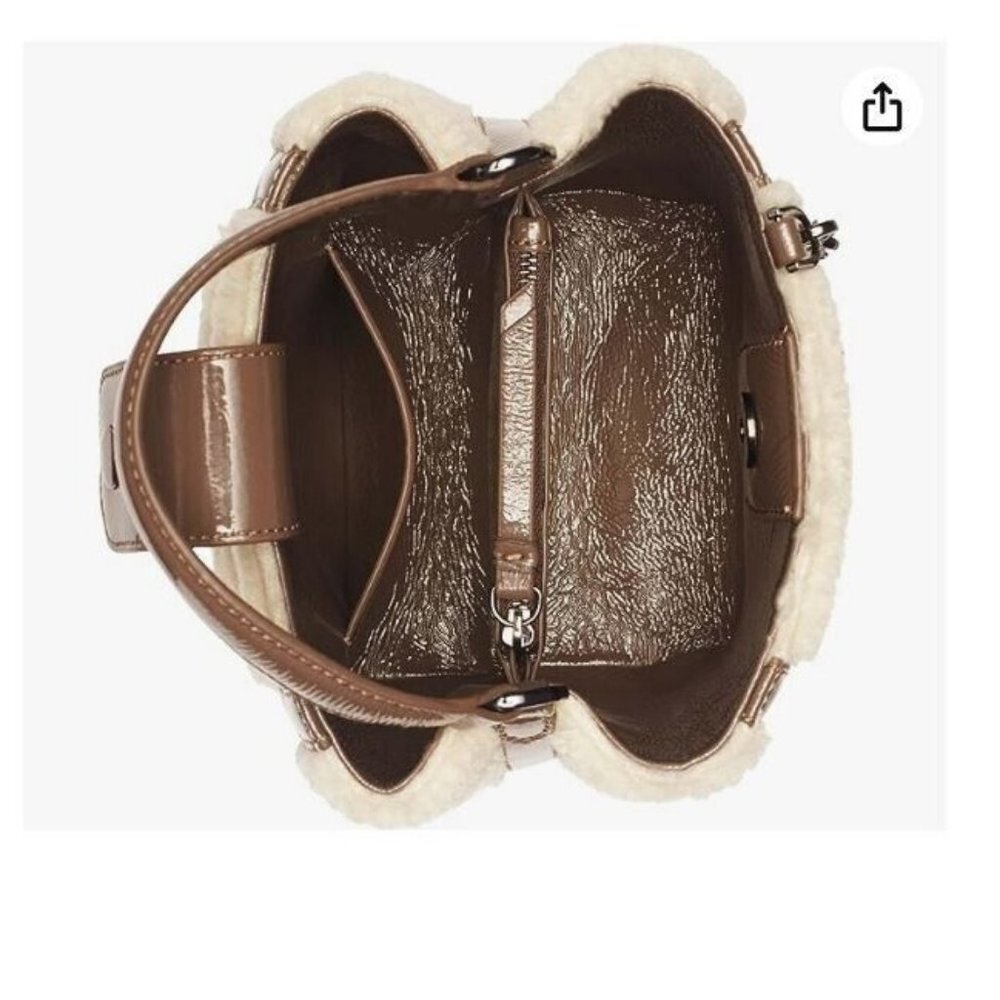 CALVIN KLEIN Astatine sherpa and patent leather top handle mini crossbody -Taupe - Picture 10 of 11